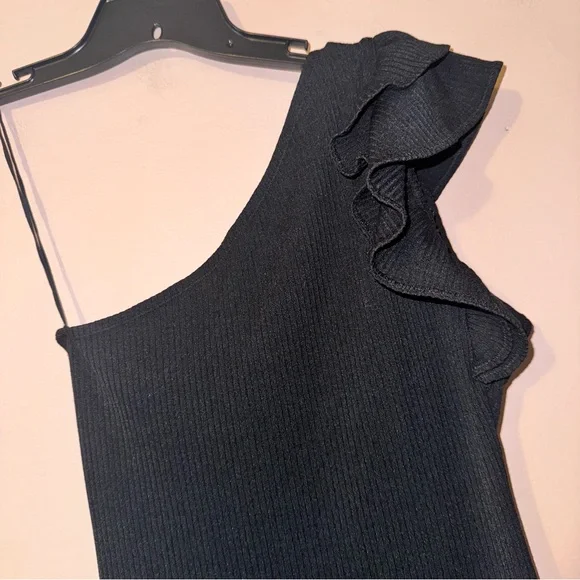 Rebecca Taylor Black One Shoulder Ruffle Jersey Dress Size XS NWOT! - Picture 8 of 10